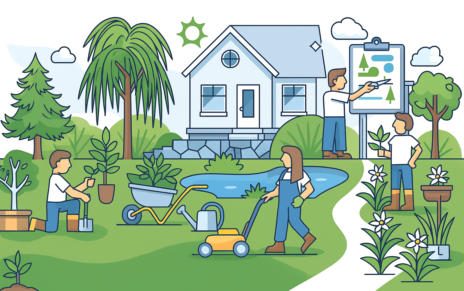 Landscaping team working